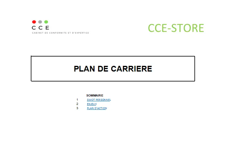 Modèle de plan de carrière avec l'outil SWOT personnel